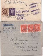 England - Sandhurst 1943 2 Luftpostbriefe an POW-Camp MEF