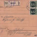 Bayern - 10x7 1/2 Pfg. Ludwig/Volksstaat Paketkarte Marktsteft 1919