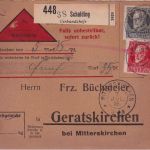 Bayern - 10+25 Pfg. Ludwig Perfin "VDP" Nachnahme-Paketkarte Schalding 1916