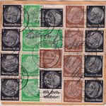 DR - Hindenburg 4x Einheitgeberstreifen u.a. Wertpaketkarte Schkölen 1943