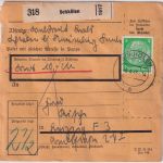 DR - Hindenburg 4x Einheitgeberstreifen u.a. Wertpaketkarte Schkölen 1943