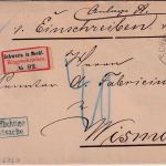 DR - Schwerin (1884) K2 Einschreibebrief/portopfl. Dienstbrief (2.Gew.st.)