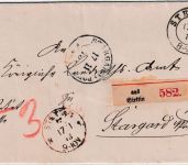 DR - Stettin 1873 Francostempel u. K2 Paketbegleitbrief n. Stargard