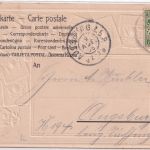 Bayern - Utting a. Ammersee Briefmarken-Passepartout-AK gelaufen 1906