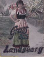 Bayern - Landsberg Schriftzug mit Glitter farb. AK/Feldpost gelaufen 1917