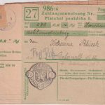 B&M - Prag Postsparkasse Zahlungsanweisung n. Unternalb 28.3.45 Überroller