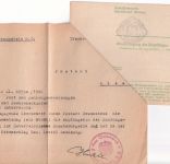 B&M - Prag Postsparkasse Zahlungsanweisung n. Traunstein/AT 28.3.45 Überroller
