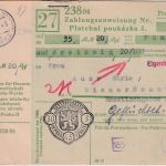 B&M - Prag Postsparkasse Zahlungsanweisung n. Wiener Neustadt 30.3.45 Überroller