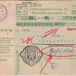 B&M - Prag Postsparkasse Zahlungsanweisung n. Wiener Neustadt 30.3.45 Überroller