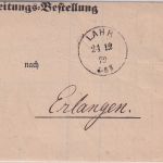 DR - Lahr 24.12.72 K1 Zeitungsbestellung n. Erlangen - mit Inhalt