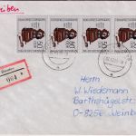 DDR - 4x50 Pfg. Telefon Einschreibebrief Dresden - Weinböhla 2.10.90