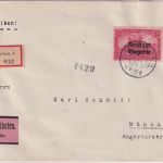 Bayern - 1 M Reichspostamt/Freistaat Orts-Eil-Einschreibebrief München 29.JAN 20