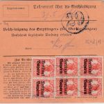 Bayern - 10x7 1/2 Pfg. Germania/Freistaat Paketkarte Sindlbach Nürnberg 27.1.20