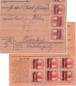 Bayern - 10x7 1/2 Pfg. Germania/Freistaat Paketkarte Sindlbach Nürnberg 27.1.20