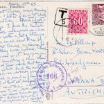 Schweiz - 20 Rp. Freimarke Zensurkarte n. ÖSTERREICH Chiasso 1953 Nachporto