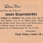 Bayern - 5 Pfg. Germania/Freistaat Drucksachenkarte i.d. SCHWEIZ Lindau 1920