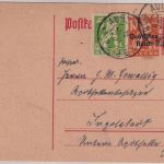 Bayern/DR - 15 Pfg. Ganzsache+Zusatz Mischfrankatur Augsburg Ingolstadt 15.6.20