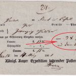 Bayern - Spalt 1861 Fahrpost-Aufgabeschein f. Geldpaket n. Castell - Notiz !!