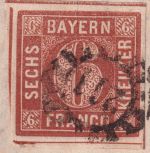 Bayern - 6 Kr. Quadrat braun Brief gMR 211 L2 Hof BE 23. AUG n. Homburg 1860