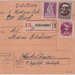 Bayern/DR - 20 Pfg. Abschied u.a. Einschreibe-Paketkarte Grosskissendorf 2.5.20