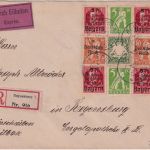 Bayern/DR - 2x5 Pfg. Abschied u.a. Orts-Eil-Einschreibebrief Regensburg 20.4.20