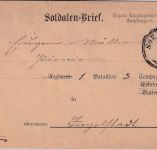 Württemberg/Bayern - Soeflingen 19/2 1894 K3 portofr. Soldatenbrief n Ingolstadt