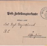 Bayern - Windsheim 1899 Post-Zustellurkunde n. Uffenheim - innen 3x10 Pfg Wappen