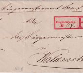 Bayern - Sand 1883 unfrankierter Einschreibebrief (Armensache) n. Waldmohr