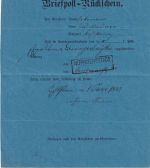 Bayern - Behringersmühle 1881 Briefpost-Rückschein m. R-Zettel Sem Nr. 1