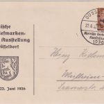 DR - Düsseldorf Rheinische Briefmarken-Ausst. 3 Pfg. Privatganzsache SST 1936