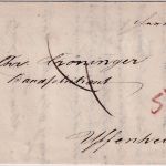 Bayern - Nördlingen 19/10 Fingerhut-K1 Portobrief n. Uffenheim 1842