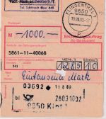DDR - 2x25 Pfg. Aufbau/klein Einzahlungsauftrag Eschenbach/Klingenthal 11.8.89