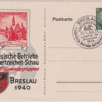 DR - Breslau 1. KdF-Betriebs-Postwertzeichen-Schau 6 Pfg. Privat-GA SST 1940