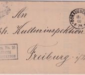 DR - Donaueschingen 1900 Frei lt. Avers No.16 (Kultur-Inspektion) Dienstbrief