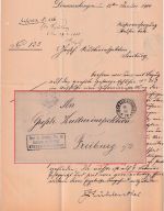 DR - Donaueschingen 1900 Frei lt. Avers No.16 (Kultur-Inspektion) Dienstbrief