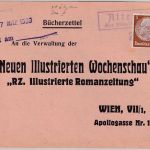Sudetenland - Altendorf ü. Römerstadt Landpost-Ra2 Bücherzettel n. Wien 25.3.39