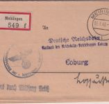 DR - Coburg/Meiningen Frei d. Ablösung Dienstbrief (hin+her) 1943