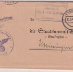 DR - Coburg/Meiningen Frei d. Ablösung Dienstbrief (hin+her) 1943