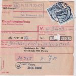 DDR - 2x50 Pfg. Aufbau/klein Einzahlungsauftrag Bobenneukirchen/Oelsnitz 29.8.89