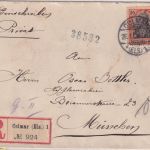 DR - 30 Pfg. Germania Einschreibebrief Colmar - München 1906