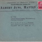 Dt. Bes. Elsass - Walburg Selz Metzeral Bahnpost Zug 02570 Brief Hatten 1941
