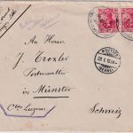 DR Alberschweiler Saarburg Bahnpost Zug 2440 Brief i.d. SCHWEIZ Lörchingen 1915
