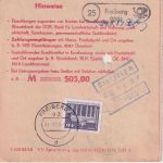 DDR - 2x40 Pfg. Aufbau/klein Einzahlungsauftrag Hohentanne/Freiberg 24.8.89