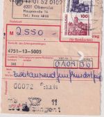DDR/VGO - 200 Pfg. Bauwerke ua. Einzahlungsauftrag Oberrohn/Bad Salzungen 3.9.90