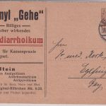 DR - 3 Pfg. Germania Privatganzsache Mühlberg Versandhaus Berlin - Eglfing 1912