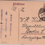 DR - Pribbernow (Kr. Cammin, Pom.) 1920 15 Pfg, Ganzsache n. Berlin