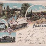 Schlesien - Altkemnitz Bahnhof Post Weberei etc. farb. Mehrbildlitho 1904