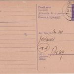 DR - 6 Pfg. Ostarbeiter Ganzsache Antwortteil/Nachsendeantrag Trautenau 5.4.45