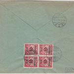 Danzig - 5 Pfg./50 M. + 10 Pfg./50 Pfg. 4er-Block Einschreibe-Drucksache 15.1.24