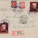 Danzig - 55 Pfg. Wappen u.a. Einschreibebrief SST Danzig n. Leipzig 19.9.39